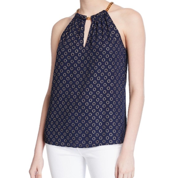 Michael Kors Tops - Authentic Michael Kors| Navy Blue Chain Neck Top